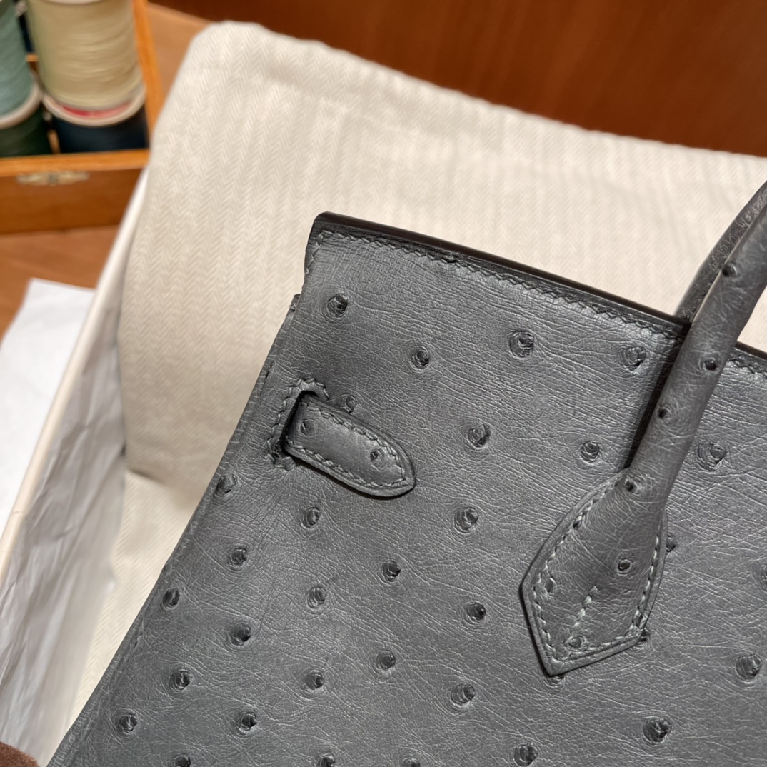 에르메스 버킨백25 그레이 로즈골드 타조가죽